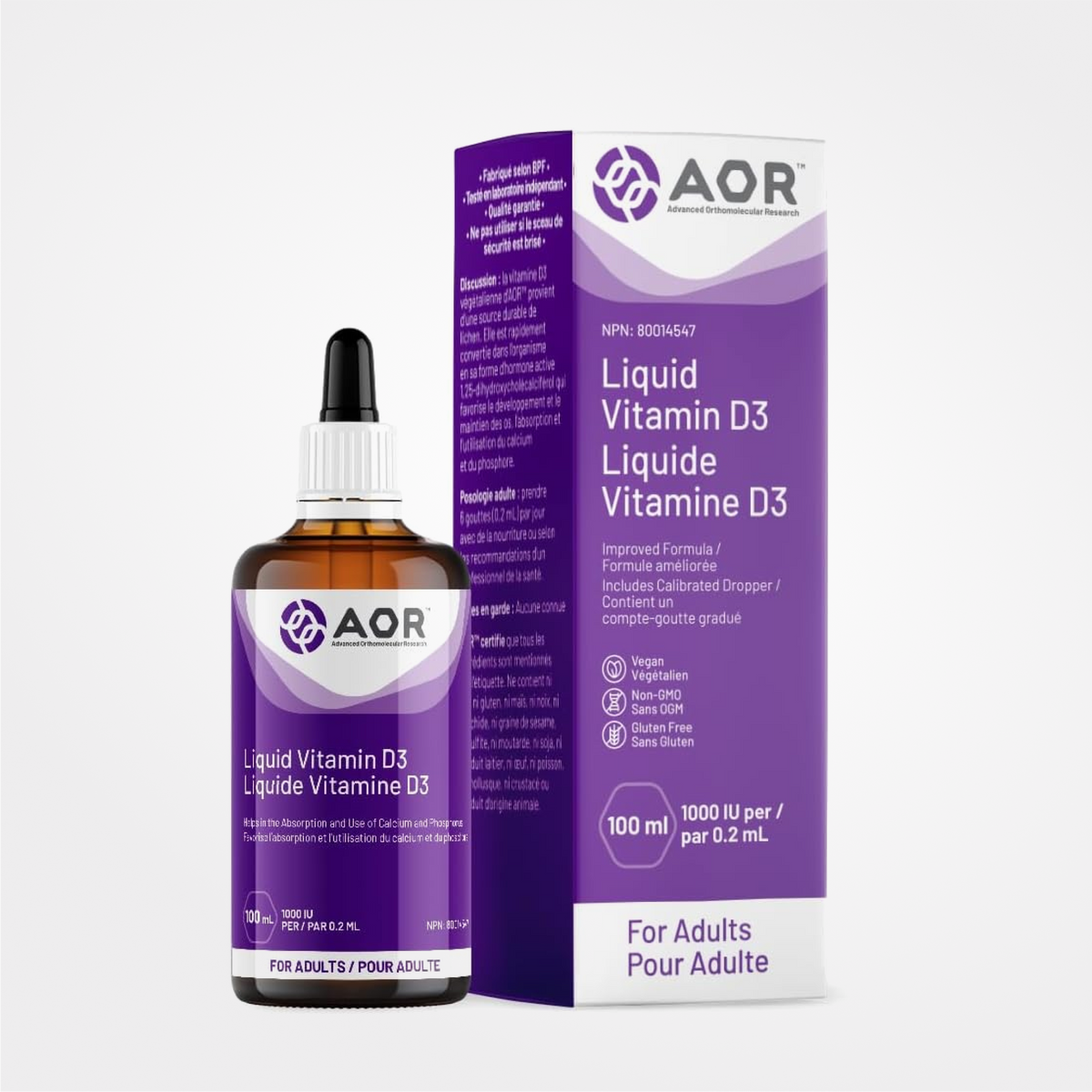 AOR - Liquid Vitamin D3 (Adults) - Dropper - 100mL